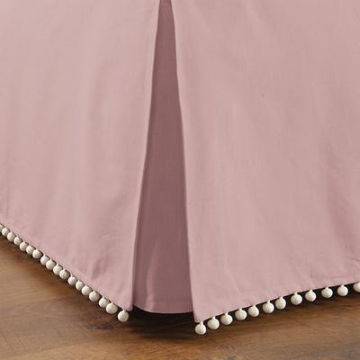 Audree Pom Pom Bedskirt - Woodrose, Queen - Ballard Designs