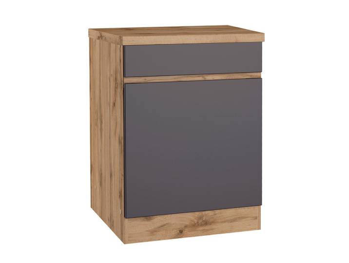 Held Küchenunterschrank, Grau, Eiche Wotan, 60x86x60 cm, Küchen, Küchenmöbel, Küchenschränke, Küchenunterschrank