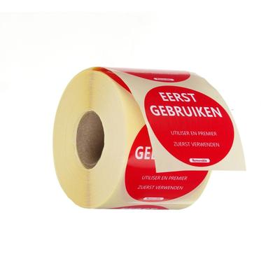 Hendi 500x Lebensmittelsicherheit-Aufkleber,mehrfach verwendbar,leicht entfernbar,„USE FIRST“ (Zuerst verwenden),Rot,⌀50mm