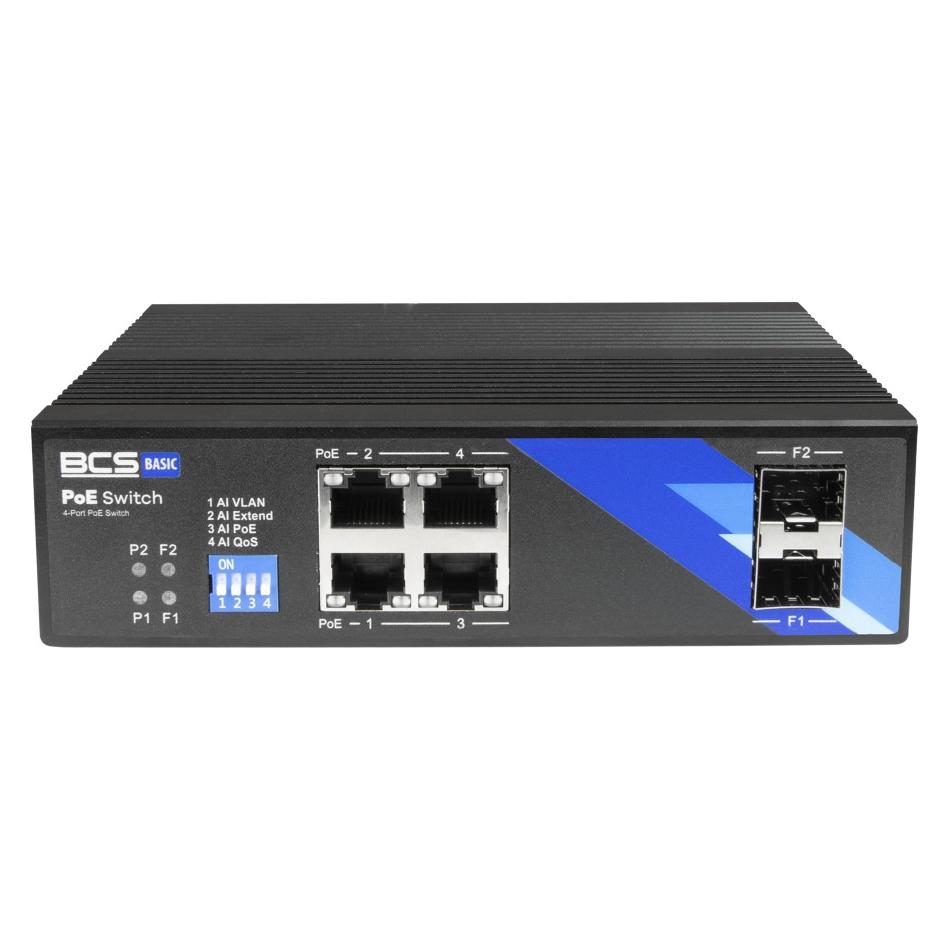 BCS BCS-B-ISP04G-2SFP Industrieller PoE Switch 4 Ports DIN-Schiene 1Gbps mit 2xSFP (4 Ports) (BCS-B-ISP04G-2SFP)