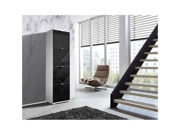 home24 Schoenenkast II 174cm zwart/hoogglans zwart