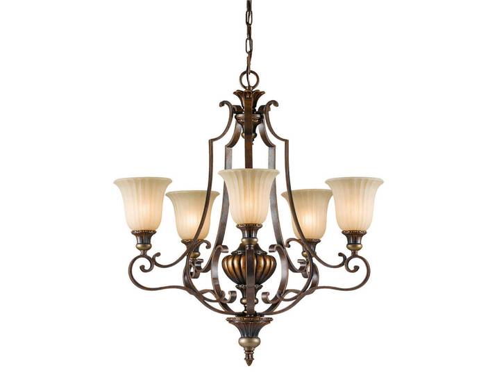 Elstead Lighting Kronleuchter Kelham-Hall, Bronzefarben, Metall, Glas, 86.5 cm, RoHS, Lampen & Leuchten, Innenbeleuchtung, Hängeleuchten, Kronleuchter