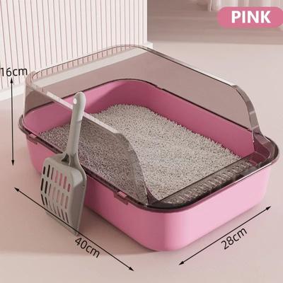 Inspire Essentials Semi Enclosed Splashproof Cat Litter Box With High Sides 3
