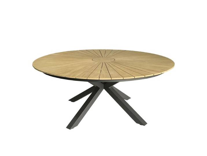 LC Garden Unicamo Gartentisch Ø180cm Aluminium/Teak Dunkelgrau