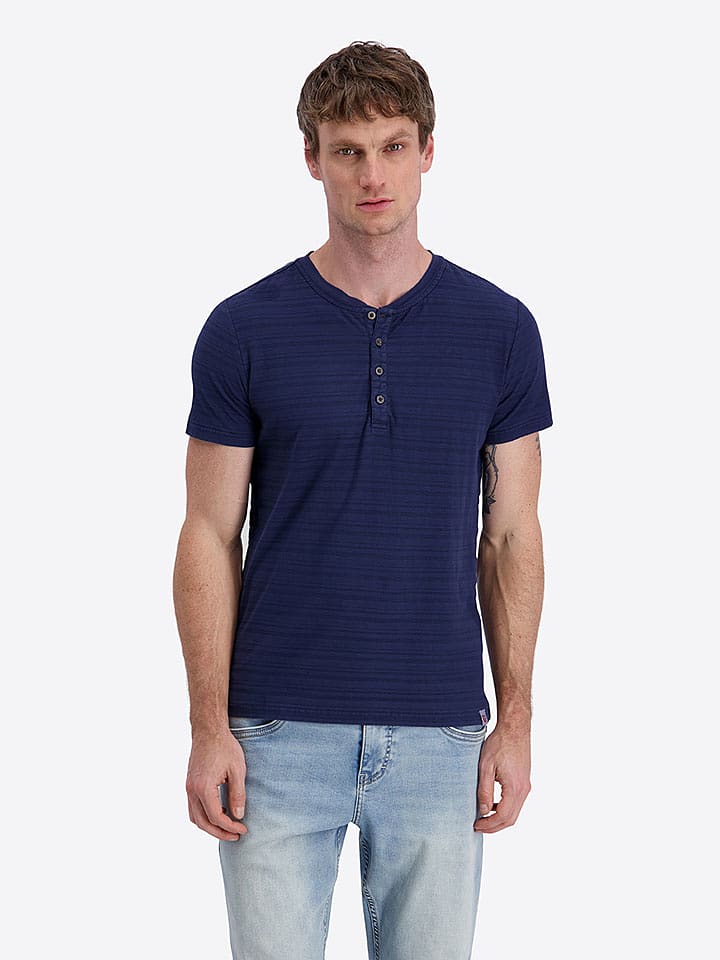 Timezone Shirt "Vintage Henley" in Dunkelblau - 3XL