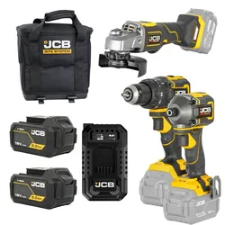 JCB 18V Akku Bohrschrauber Schlagschrauber Winkelschleifer 2x 5,0 Ah SET 3-tlg