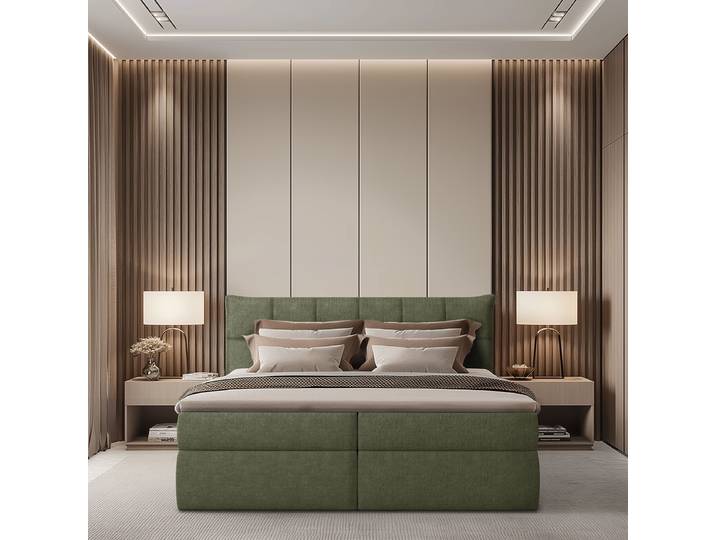 Boxspringbett Primes 160 x 200cm Chenille Pelagia Grün