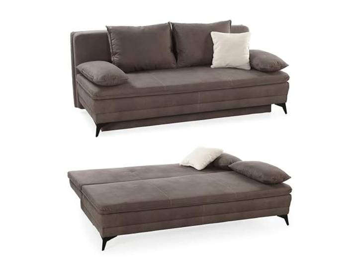 luma-Home 15158/ Dauer-Schlafsofa mit Bettkasten, Mikrofaserstoff Braun