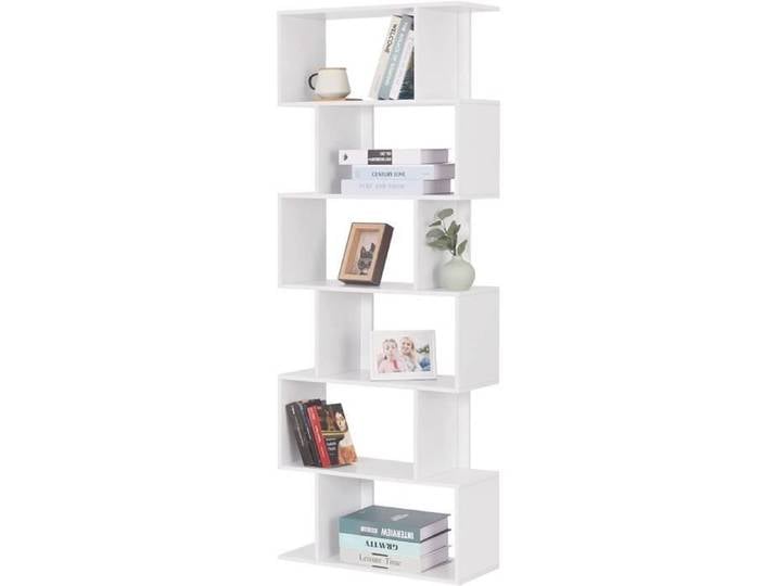 Bibliothèque étagère blanche en MDF - WOLTU - 6 compartiments - 60x23 5x160 cm - Imperméable - Résistante aux rayures