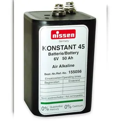 Nissen Konstant 45, 6V, 45-50Ah Air-Alkaline, Zink-Luft Kältefest bis -25° C