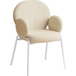 tectake Stuhl Scandi gepolstert, Bouclé-Stoff  Creme