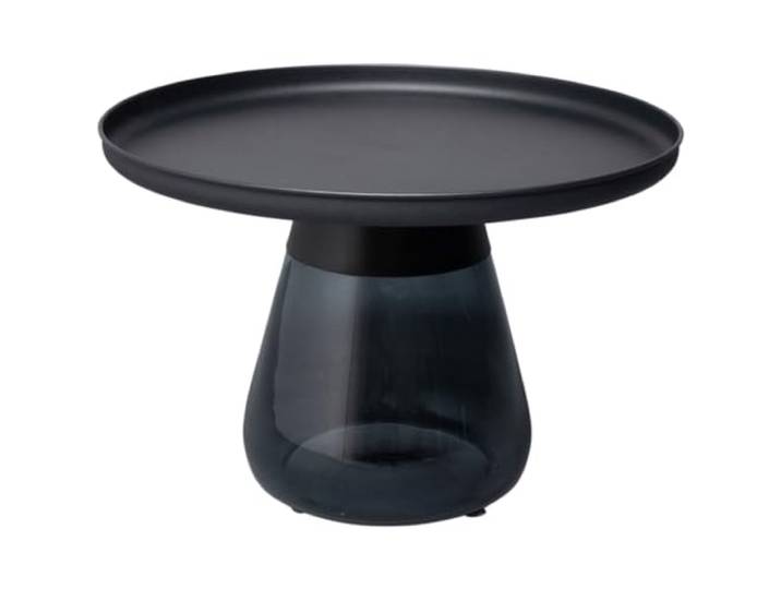Kare Design Beistelltisch Bottiglia Smoke, Schwarz, 60cm Durchmesser, Luxuriöses Modernes Design, Rund und Leicht, Couchtisch, Wohnzimmertisch, Tischplatte Stahl, Gefärbtes Glas, 43x60x60 cm (H/B/T)