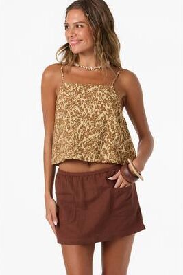 O'Neill s Matilda Animal Top in Warm Sand, Size Large, Nylon/Viscose