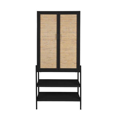 Dutchbone opbergkast Yasu met deuren, laden en rattan details