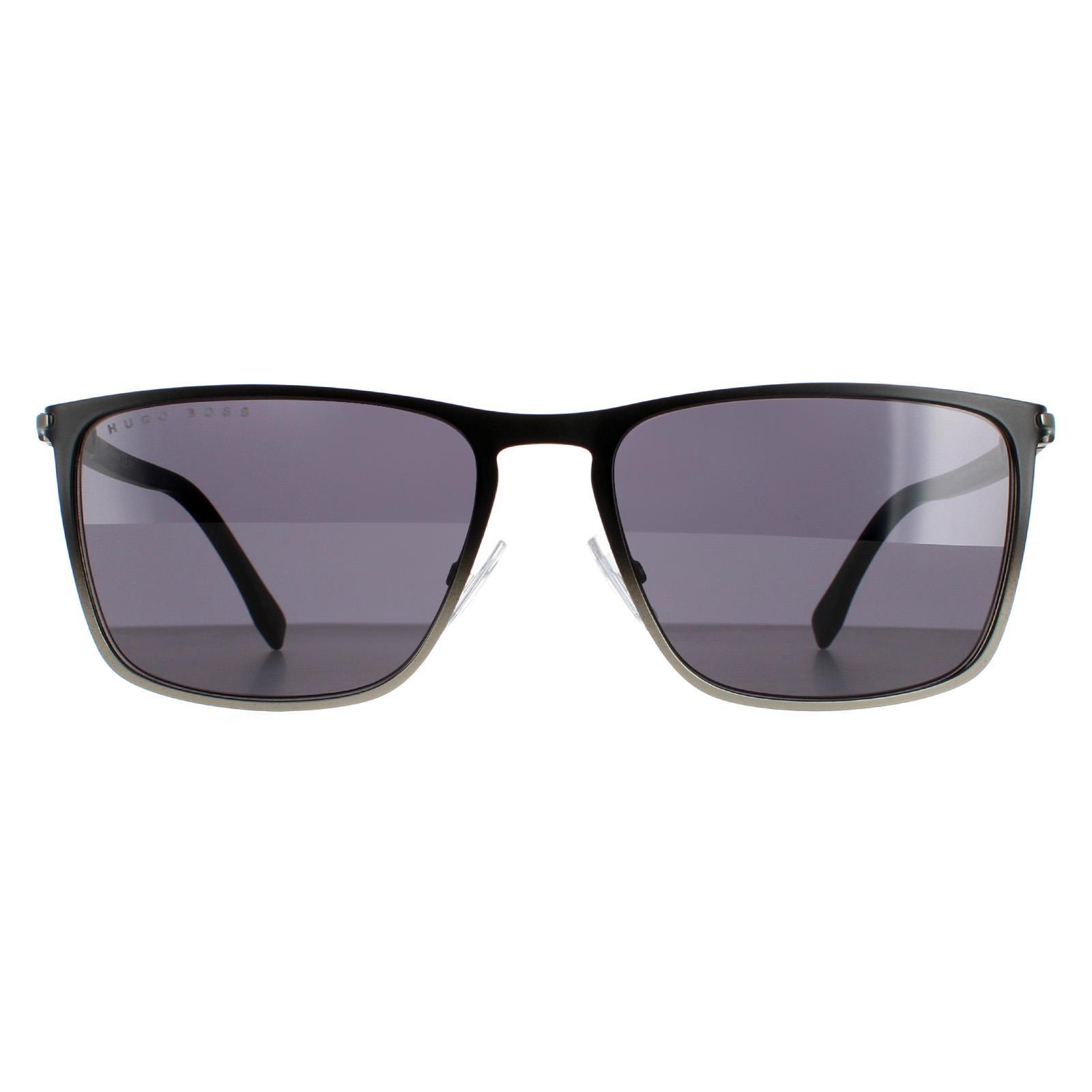 Hugo Boss Rechthoek Mannen Zwart Ruthenium en Dark Grijs Grijs Boss 1004/S