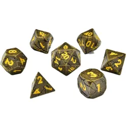 Glass Staff Golden Breach Metal RPG Dice Set