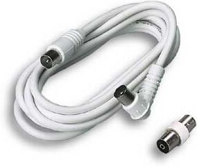 Fanton Prolunga Cavo Tv 3 Metri Con Spina Diritta E Presa 90° Colore Bianco  31080
