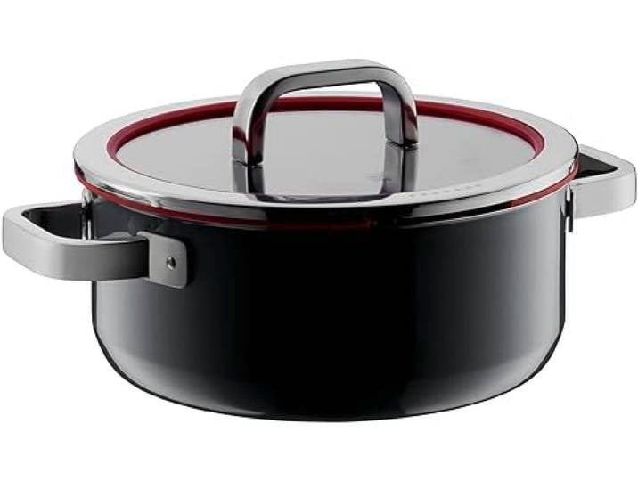 WMF Fusiontec Functional Kochtopf groß 24cm, Glasdeckel mit Abgießfunktion, Bratentopf Induktion 4,4l, High-Tech Keramik, kratzfest, schwarz