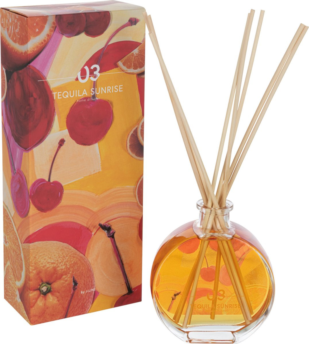 J-Line geurstokjes Tequila Sunrise oranje glas