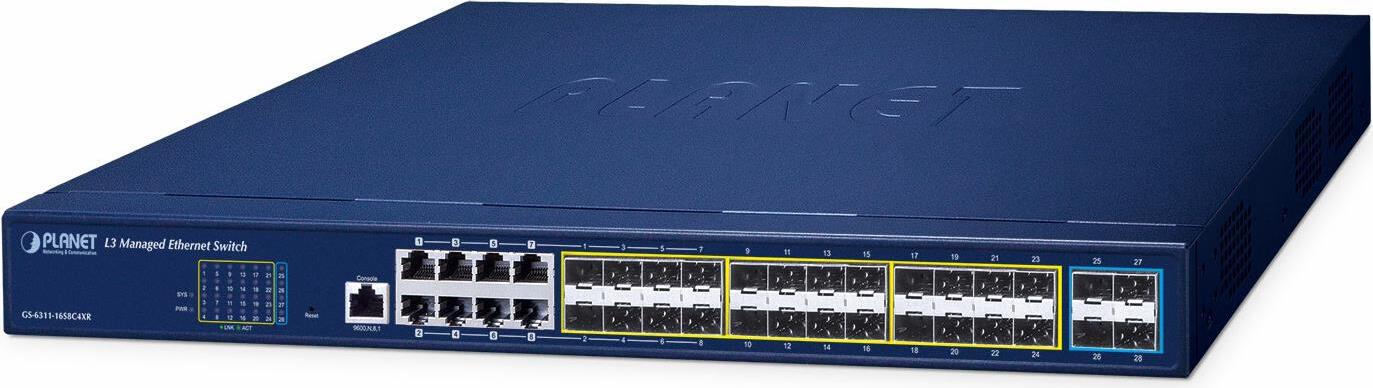 Planet verwalteter Switch mit redundanter Stromversorgung, Modell GS-6311-16S - Switch - 1 Gbps