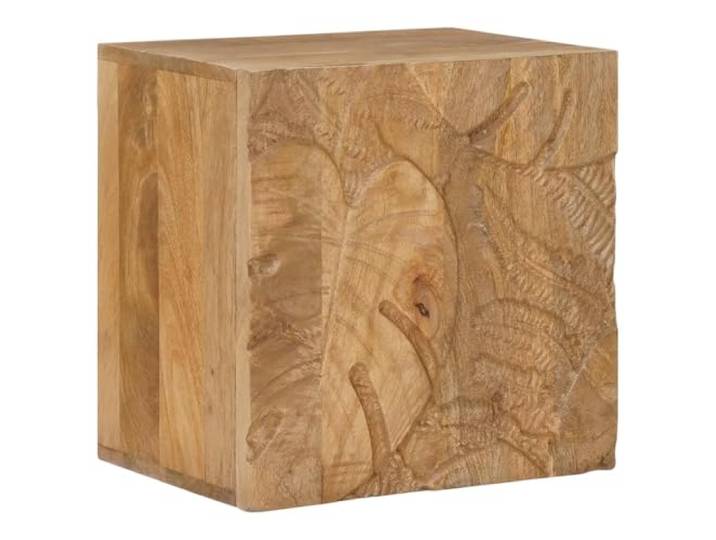 KTHLBRH Hängender Nachttisch aus Mangoholz, braun, 40 x 30 x 40 cm Handgefertigt, Blattschnitzerei, Wandschrank, platzsparende Lösung