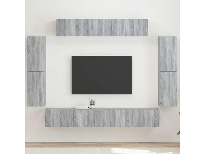 GKMBCVDFR TV-Schrank 8 STK Graues Sonoma Wandmontage Robuste Materialien, modulares Design, vier große Fächer, zwei kleine Fächer, Türen schützen vor Staub, einfache Reinigung