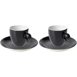 Maastricht Porselein Maastricht Porzellan Teller und Kaffeetasse Bart Colour Cafe 17 cl Schwarz 2 Stück