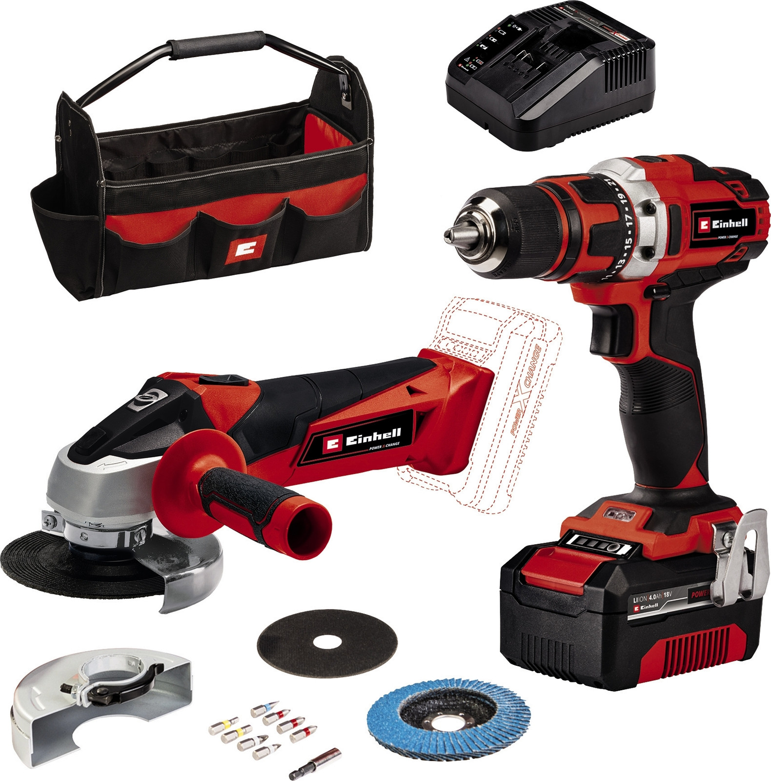 Einhell Power X-Change machineset TE-TK 18/2 Li Kit (CD+AG)