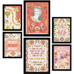 POSTER Set Mit 6 Drucken Von Pink In Brilliant Groovy Stil Postersammlung A3 & A4 Rahmenlos