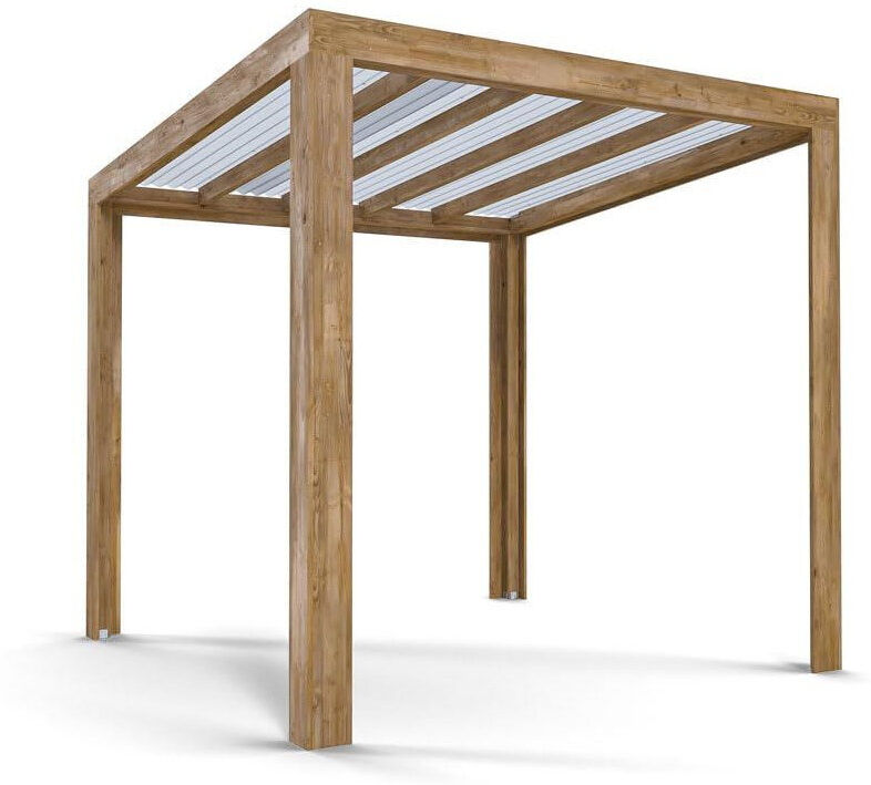 Dunster House Pergola with Roof Pressure Treated Wooden Outdoor Canopy Shelter TerraCube Wood 244" H x 295" W x 350" D