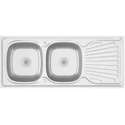 Helloshop26 - Doppelspülbecken für die Küche Einbauspüle Einbauspüle für den Wohnbereich silber 120 cm Edelstahl 02_0002434