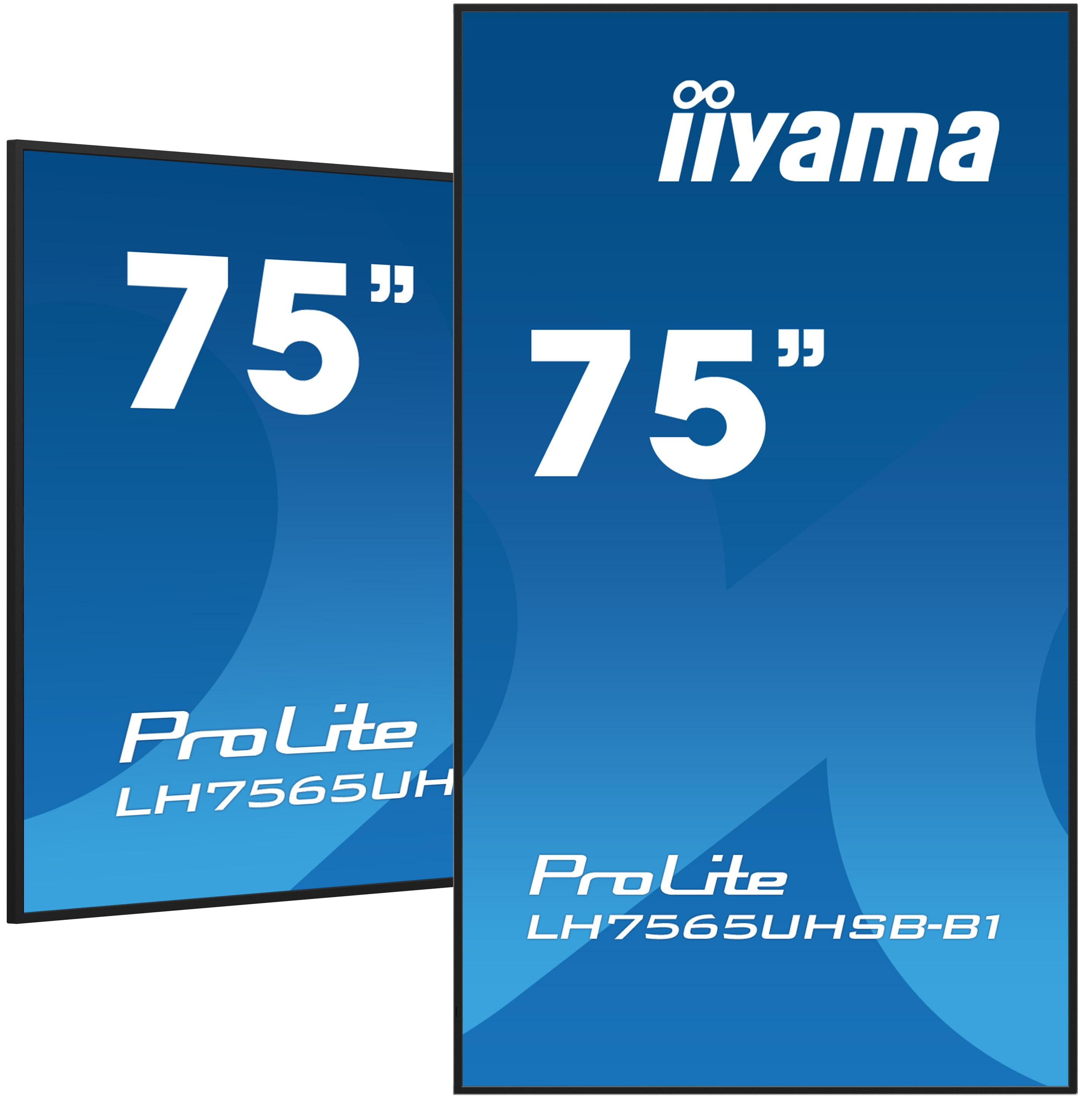 iiyama LH7565UHSB-B1, Kiosk-Design, 189,2 cm (74.5"), LED, 3840 x 2160 Pixel, WLAN, 24/7