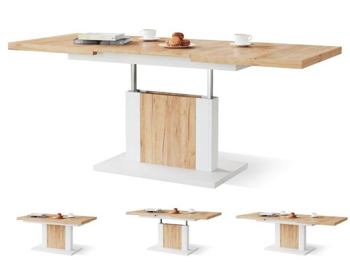 designimpex Couchtisch Design Orion stufenlos höhenverstellbar ausziehbar Esstisch