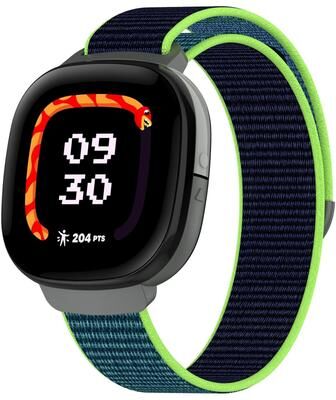 Everyday Crate Fitbit Ace LTE Nylon Loop Watch Band Adjustable Replacement Strap For Everyday Comfort cyan Blue