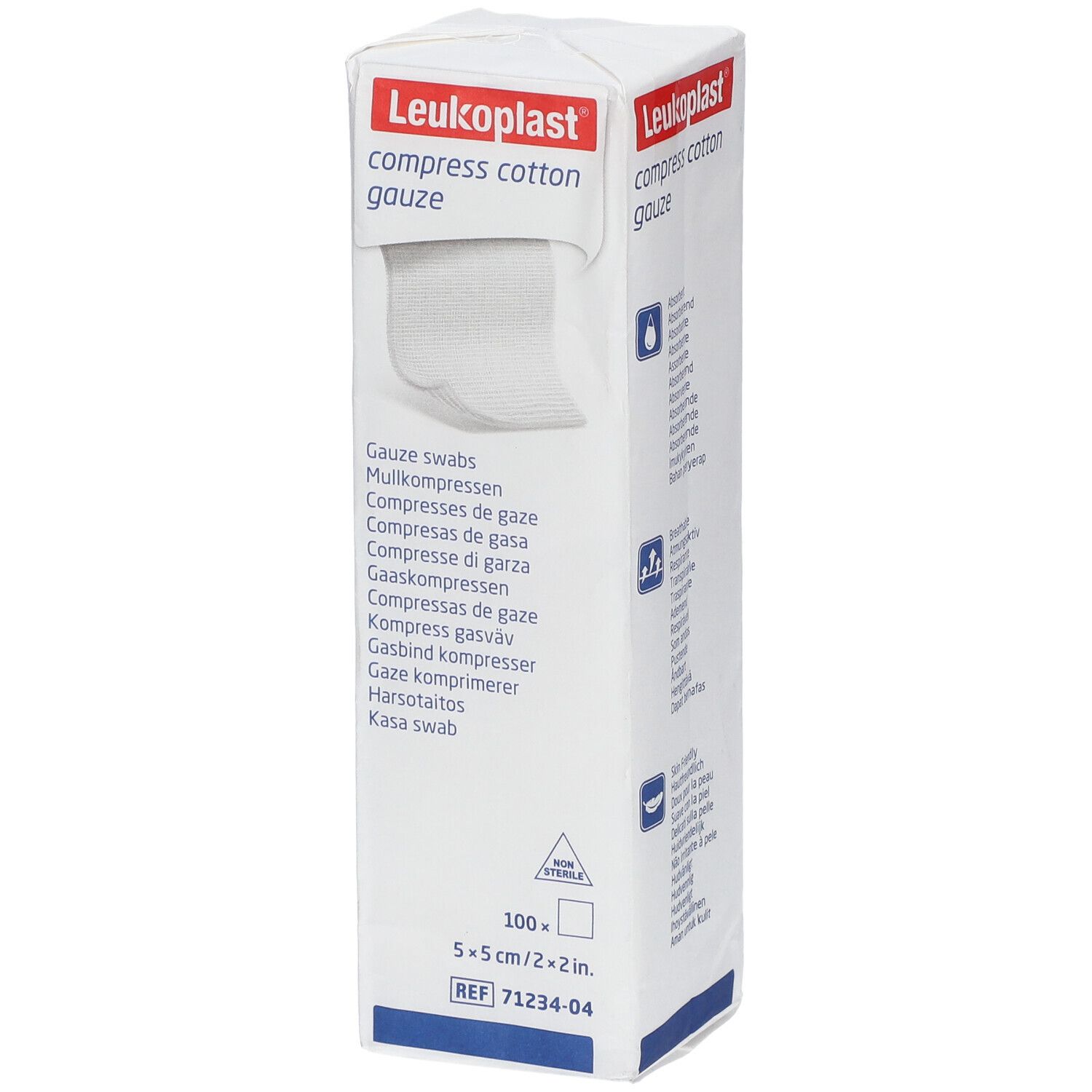 Leukoplast compress Cotton Gauze 5x5cm unst.12f 100 St Kompressen