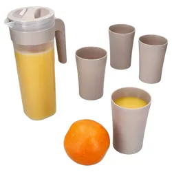 Togo 5-tlg. Krug Set mit 4 Bechern Kunststoff beige Picknick Camping Outdoor
