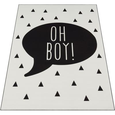Kinderteppich PACO HOME "Aleyna 114", schwarz, B:80cm H:6mm L:150cm, Polyester, Teppiche, Kinderteppich, Kurzflor, Kinder Design, Sprechblase mit Schriftzug, Kinderzimmer