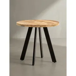 Esszimmertisch – Rund Mango Massivholz 80x80x75 cm Metallbeine Modern