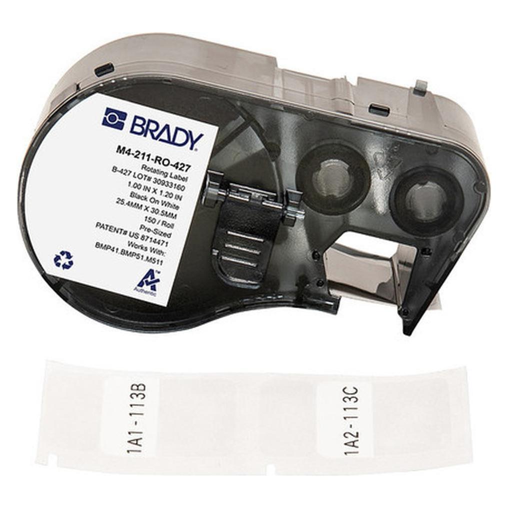 Brady M4-211-RO-427, selbstlaminierendes Vinyl, Schwarz auf weiss/Transparent, 25.40 x 12.70(30.48) (70 mm) (M4-211-RO-427)