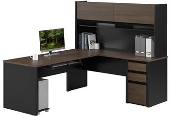 Bestar Connexion 72W L-Shaped Desk with Hutch and Pedestal