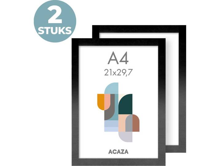 ACAZA Fotolijst - Fotokader - Fotolijst A4 - Fotokader A4 - 21x29\,7 cm - Set van 2 - MDF Hout - Zwart