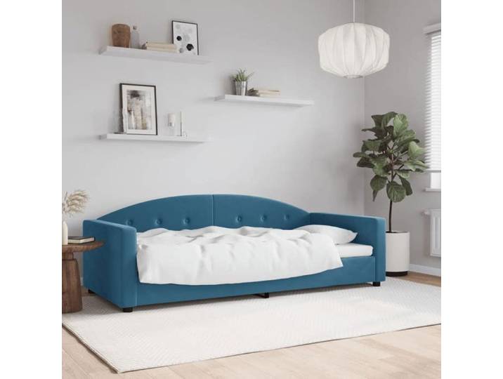 CHIC Lit adulte 1 place - 90x200 cm Lit de repos bleu 90x200 cm velours #Sara93468