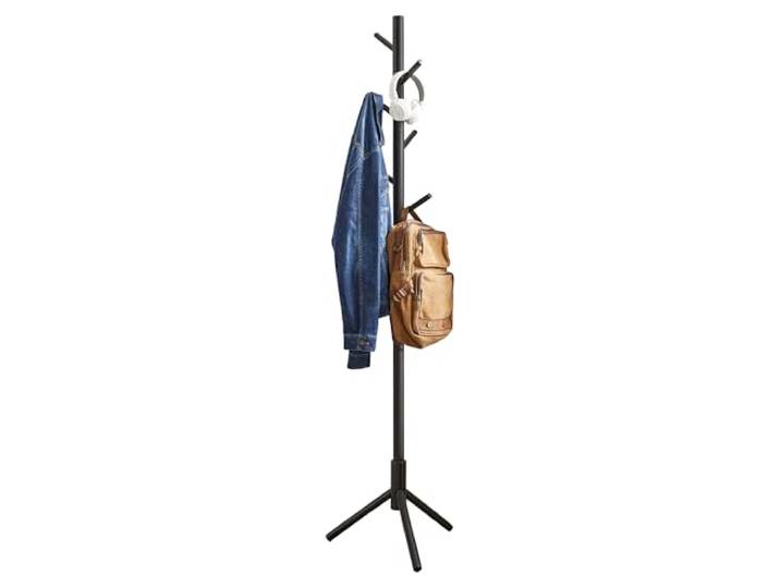 VASAGLE Garderobenständer, Kleiderständer aus Kautschukholz, 8 Haken Garderobe in Baumform, 3 verstellbare Höhen, für Kleidung Hut Tasche, Tintenschwarz, ANDI Kollektion RCR004B01