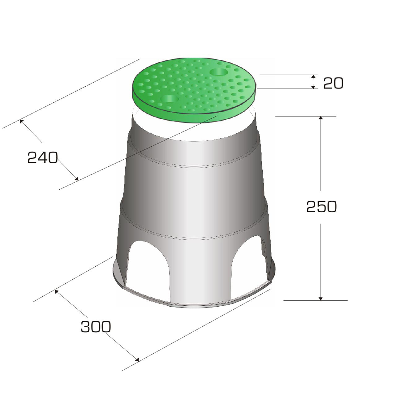 REKUBIK Ventilkasten PRO rund LARGE 10" PC101-L24
