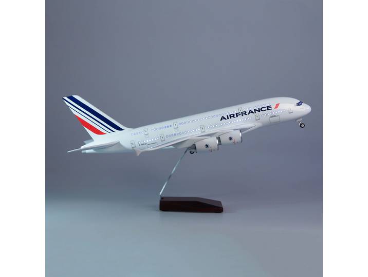 1/160 50.5CM avion Air France compagnie aérienne 380 A380 modèle W lumière et roue avion en résine moulée sous pression pour collection ou cadeau (taille: wit