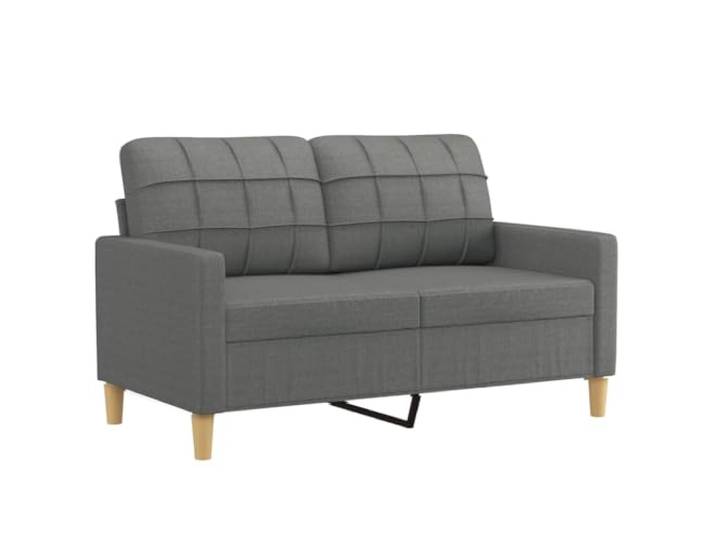 KTHLBRH Sofa-Set, 3-teilig, dunkelgrau, Stoff 2-Sitzer-Sofas, Fußstütze, 4 Kissen, Metallrahmen, Schaumstoff