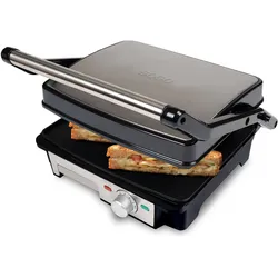 Sogo SANDWICH PRESS, 4 SLICE, PLAIN GRILL PLATES- 2000W, Kontaktgrill, Schwarz, Silber