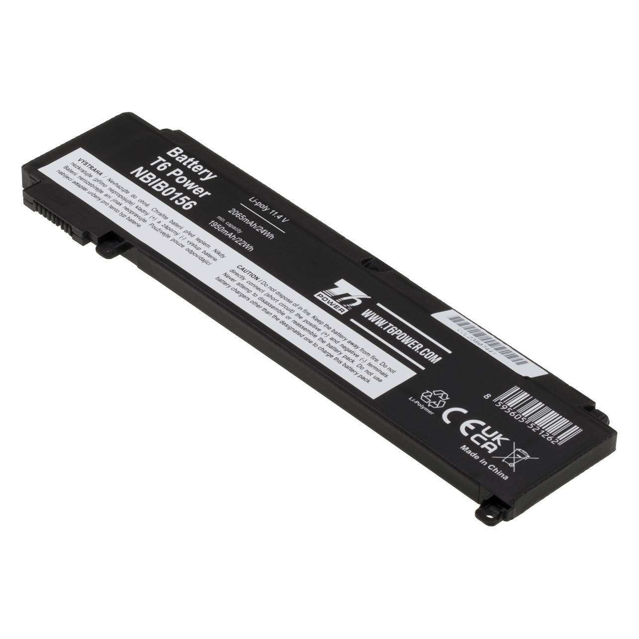 T6 Power Baterie Lenovo ThinkPad T460s, T470s,,, 3cell, Li-Pol (3 Zellen, 2065 mAh) (NBIB0156)