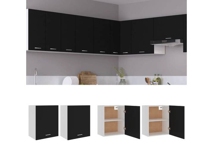furnicato Spülenunterschrank Schwarze Hängeschränke aus Holzwerkstoff 50x31x60 cm