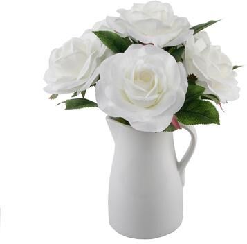 Flora Bunda "12"" H Roses in Ceramic Water Pot,Pink - ONE-SIZE"